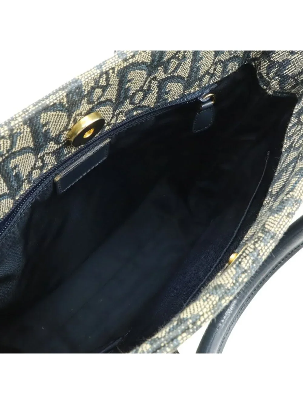 Dior Trotter Tote Jacquard Canvas Leather Navy Gold - Picture 6 of 8